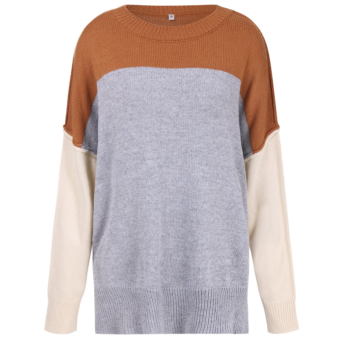 Women's Sweaters Off-shoulder Contrast Color Loose